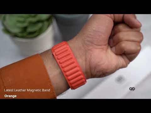 Orange Latest Leather Magnetic Band For Apple Watch 38/40/41/42/44/45 mm