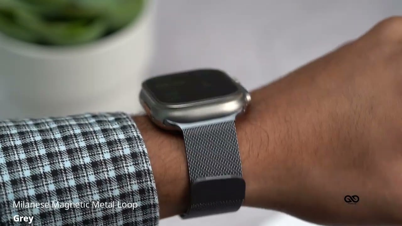 Grey Milanese Magnetic Metal Loop For iWatch 49MM For Series Ultra