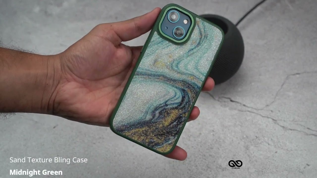 Midnight Green Sand Texture Bling Case