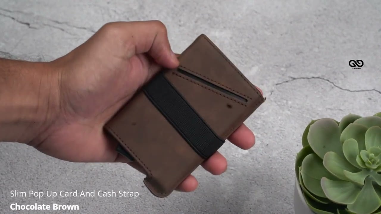 Chocolate Brown Slim Pop Up Card And Cash Strap