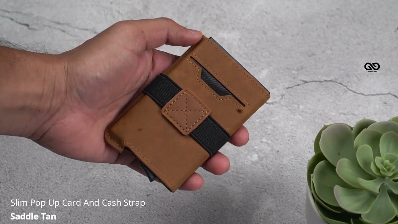 Saddle Tan Slim Pop Up Card And Cash Strap