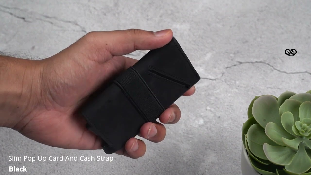Black Slim Pop Up Card And Cash Strap