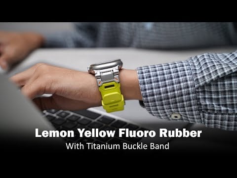 Lemon Yellow Fluoro Rubber With Titanium Buckle Band For Apple Watch 42/44/45/49 MM