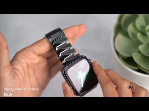 Black Glossy Matte Link Strap For iWatch 45 mm 44 mm 42 mm for Series 8 7 6 SE 5 4 3 2 1
