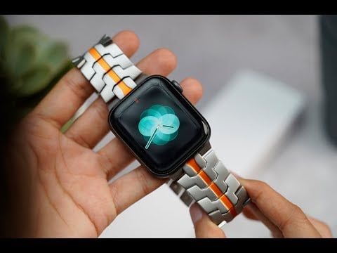 Titanium/Orange Link Chain Strap For iWatch 45 mm 44 mm 42 mm for Series 8 7 6 SE 5 4 3 2 1