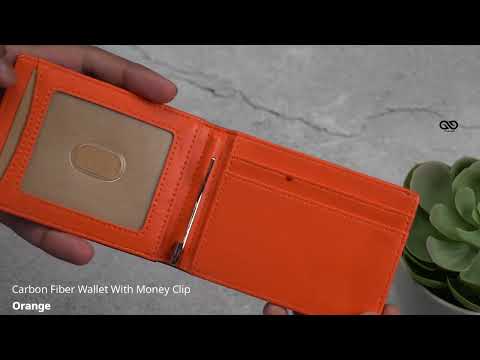Orange Carbon Fiber Wallet With Money Clip