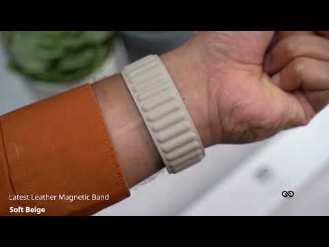 Soft Beige Latest Leather Magnetic Band For Apple Watch 38/40/41/42/44/45 mm