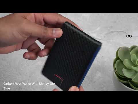 Blue Carbon Fiber Wallet With Money Clip