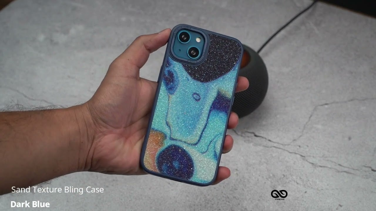 Dark Blue Sand Texture Bling Case