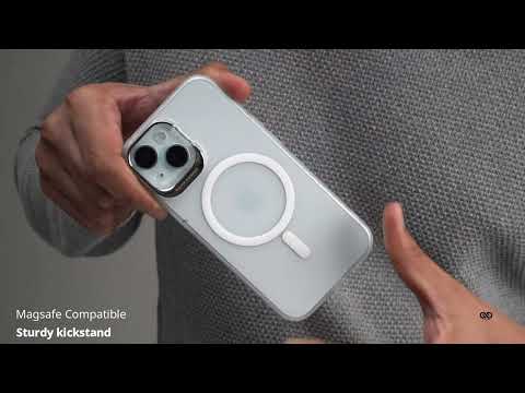 Frosted White Magsafe Matte Finish Case with Kickstand For iPhone 15/15Plus
