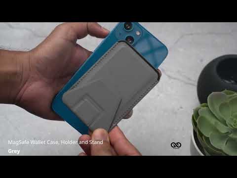 Grey MagSafe Wallet Case, Holder and Stand
