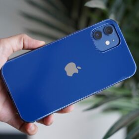 Blue Soft Glass Finish case for iPhone 12
