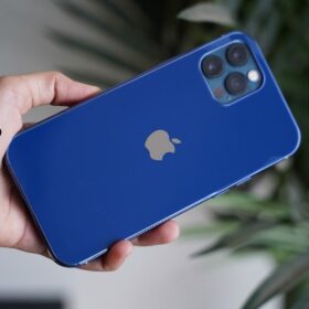 Blue Soft Glass Finish Case for iPhone 12 Pro