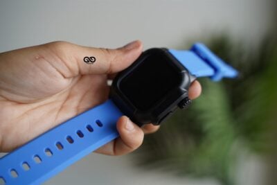 Waterproof silicone strap with bumper for Apple Watch 44MM Series 4 5 6 7 8 9 SE SE 2 Gen