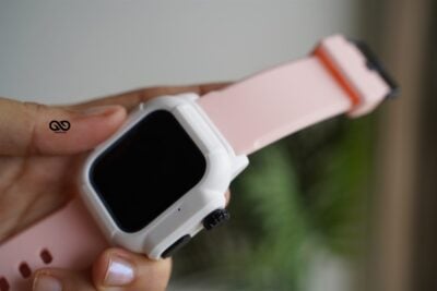 Waterproof silicone strap with bumper for Apple Watch 44MM Series 4 5 6 7 8 9 SE SE 2 Gen
