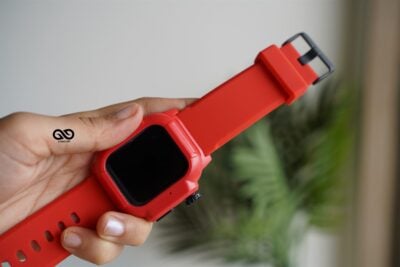 Waterproof silicone strap with bumper for Apple Watch 44MM Series 4 5 6 7 8 9 SE SE 2 Gen