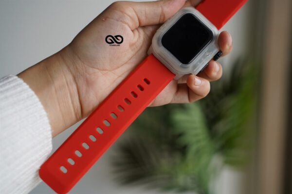 Waterproof silicone strap with bumper for Apple Watch 44MM Series 4 5 6 7 8 9 SE SE 2 Gen - Image 100