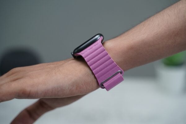 Taffy Pink Magnetic Leather Loop for Apple Watch 44MM 45MM 46MM Series 4 5 6 7 8 9 10 SE SE 2 Gen