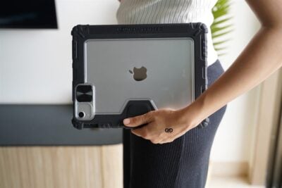 iPad Air 11 (M2 Chip) 2024, Air4/Air 5 (10.9 inch) 2020/2022 Black Bumper leather Case with transparent back and camera shutter
