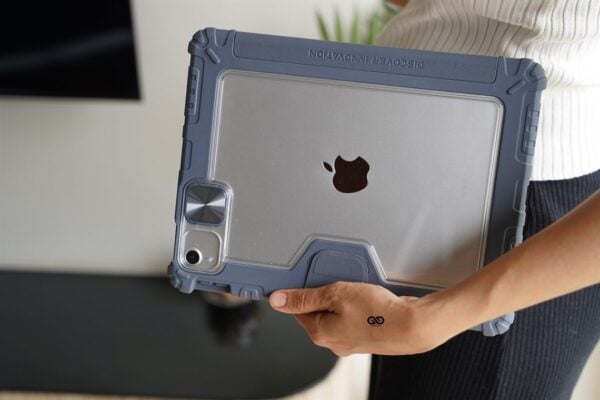 iPad Air 11 (M2 Chip) 2024, Air4/Air 5 (10.9 inch) 2020/2022 Grey Bumper leather Case with transparent back and camera shutter - Image 20
