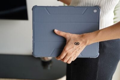 iPad Air 11 (M2 Chip) 2024, Air4/Air 5 (10.9 inch) 2020/2022 Grey Bumper leather Case with transparent back and camera shutter