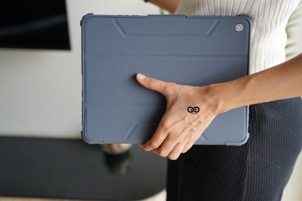iPad Air 11 (M2 Chip) 2024, Air4/Air 5 (10.9 inch) 2020/2022 Grey Bumper leather Case with transparent back and camera shutter - Image 5
