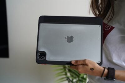 iPad 10.2 2019/2020 Black leather Case with transparent back