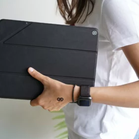 iPad 10.2 2019/2020 Black leather Case with transparent back