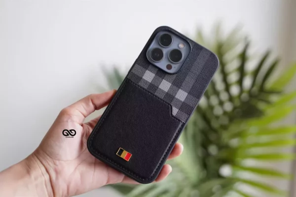 Chequered Leather Case with Card Slot - Image 16