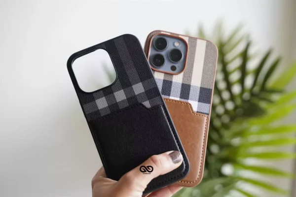 Chequered Leather Case with Card Slot - Image 6