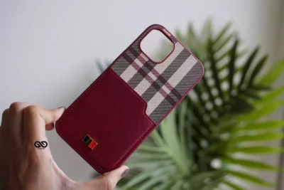 Chequered Leather Case with Card Slot