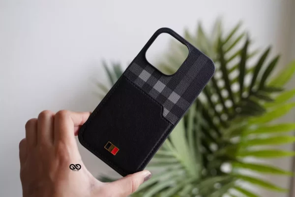 Chequered Leather Case with Card Slot - Image 10