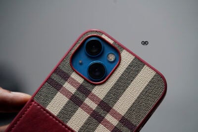 Chequered Leather Case with Card Slot