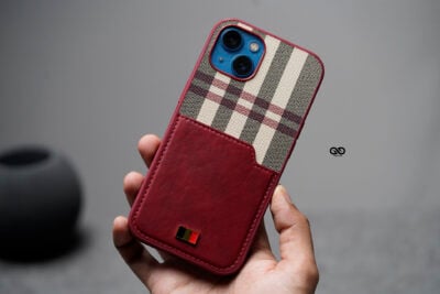 Chequered Leather Case with Card Slot