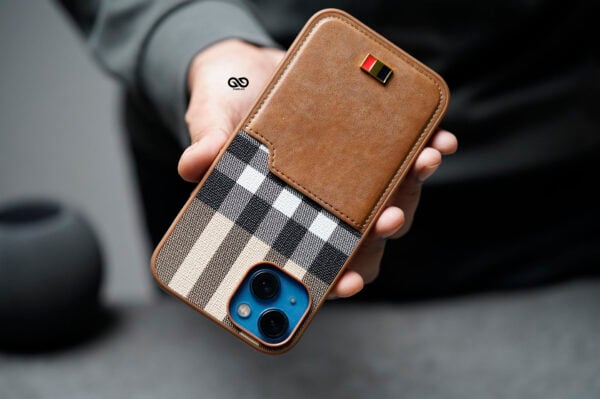 Chequered Leather Case with Card Slot - Image 9