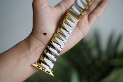 Gold Silver Glossy Matte Link Strap For Apple Watch 44MM 45MM 46MM Series 4 5 6 7 8 9 10 SE SE 2 Gen
