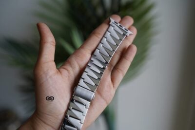 Silver Glossy Matte Link Strap For Apple Watch 44MM 45MM 46MM Series 4 5 6 7 8 9 10 SE SE 2 Gen
