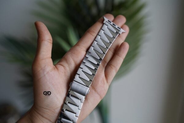 Silver Glossy Matte Link Strap For Apple Watch 44MM 45MM 46MM Series 4 5 6 7 8 9 10 SE SE 2 Gen - Image 7