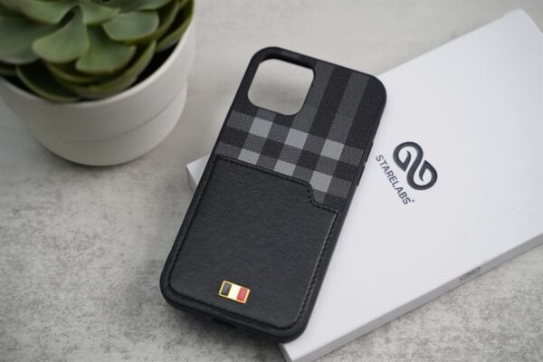 Chequered Leather Case with Card Slot - Image 52
