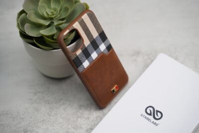 Chequered Leather Case with Card Slot