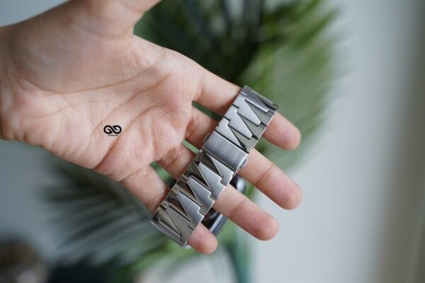 Silver Glossy Matte Link Strap For Apple Watch 44MM 45MM 46MM Series 4 5 6 7 8 9 10 SE SE 2 Gen - Image 3