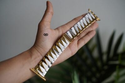 Gold Silver Glossy Matte Link Strap For Apple Watch 44MM 45MM 46MM Series 4 5 6 7 8 9 10 SE SE 2 Gen