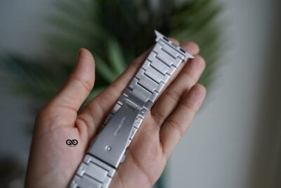 Silver Glossy Matte Link Strap For Apple Watch 44MM 45MM 46MM Series 4 5 6 7 8 9 10 SE SE 2 Gen