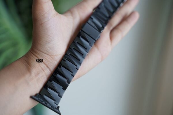 Black Glossy Matte Link Strap For Apple Watch 42MM 41MM 40MM Series 4 5 6 7 8 9 10 SE SE 2 Gen - Image 2