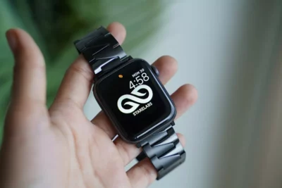 Black Glossy Matte Link Strap For Apple Watch 42MM 41MM 40MM Series 4 5 6 7 8 9 10 SE SE 2 Gen