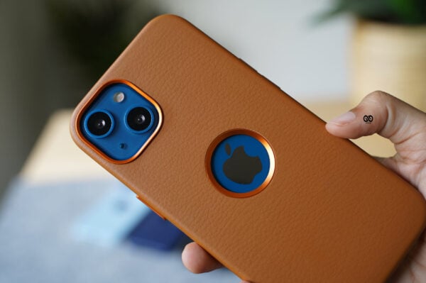Grainy Textured Vegan Leather Case with Logo Cut for iPhone 13 - Image 17