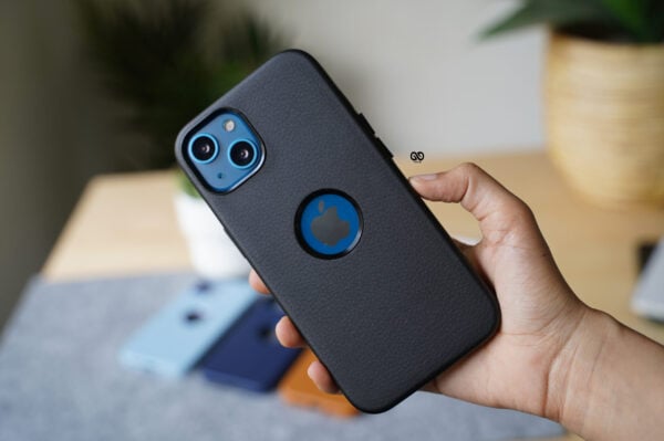 Grainy Textured Vegan Leather Case with Logo Cut for iPhone 13 - Image 25