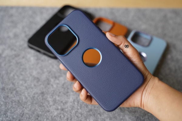 Grainy Textured Vegan Leather Case with Logo Cut for iPhone 13 Pro Max - Image 10
