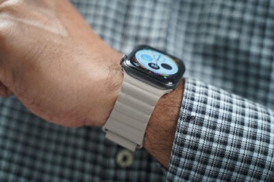 Soft Beige Magnetic Leather Loop for Apple Watch 42MM 41MM 40MM Series 4 5 6 7 8 9 10 SE SE 2 Gen