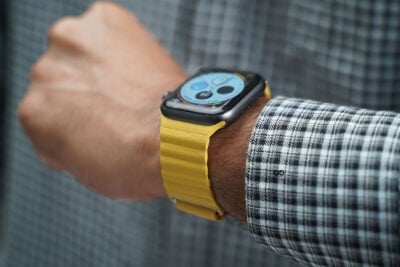 Lemon Yellow Magnetic Leather Loop For Apple Watch 42MM 41MM 40MM Series 4 5 6 7 8 9 10 SE SE 2 Gen